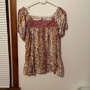 Blouse , pink, yellow and white flowers.